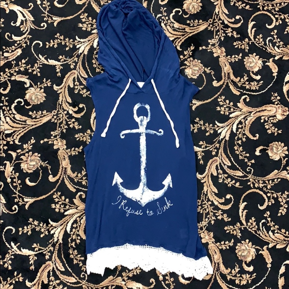 Sleeveless with hood shirt “I Refuse to Sink”